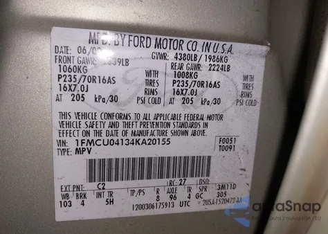 2004 Ford Escape Limited from USA, damaged, VIN 1FMCU04134KA20155